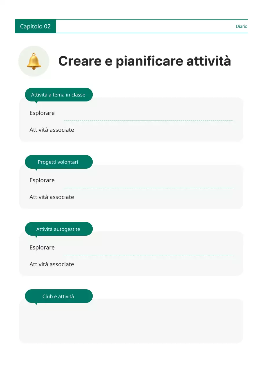 Una semplice agenda verde e bianca