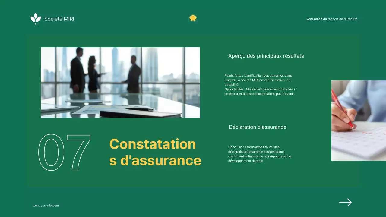 Rapport d'assurance sur le développement durable de l'entreprise Green Minimalist