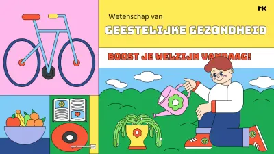 Promoot tips voor geestelijke gezondheid met een knal geel en groen