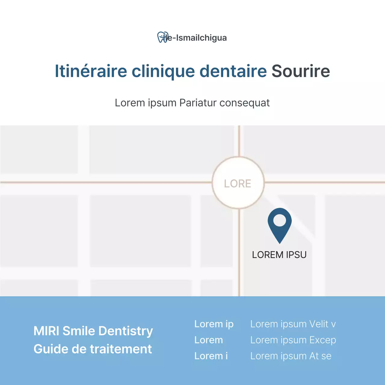 Un kit de médias sociaux simple, blanc et bleu clair, pour promouvoir le cabinet dentaire.