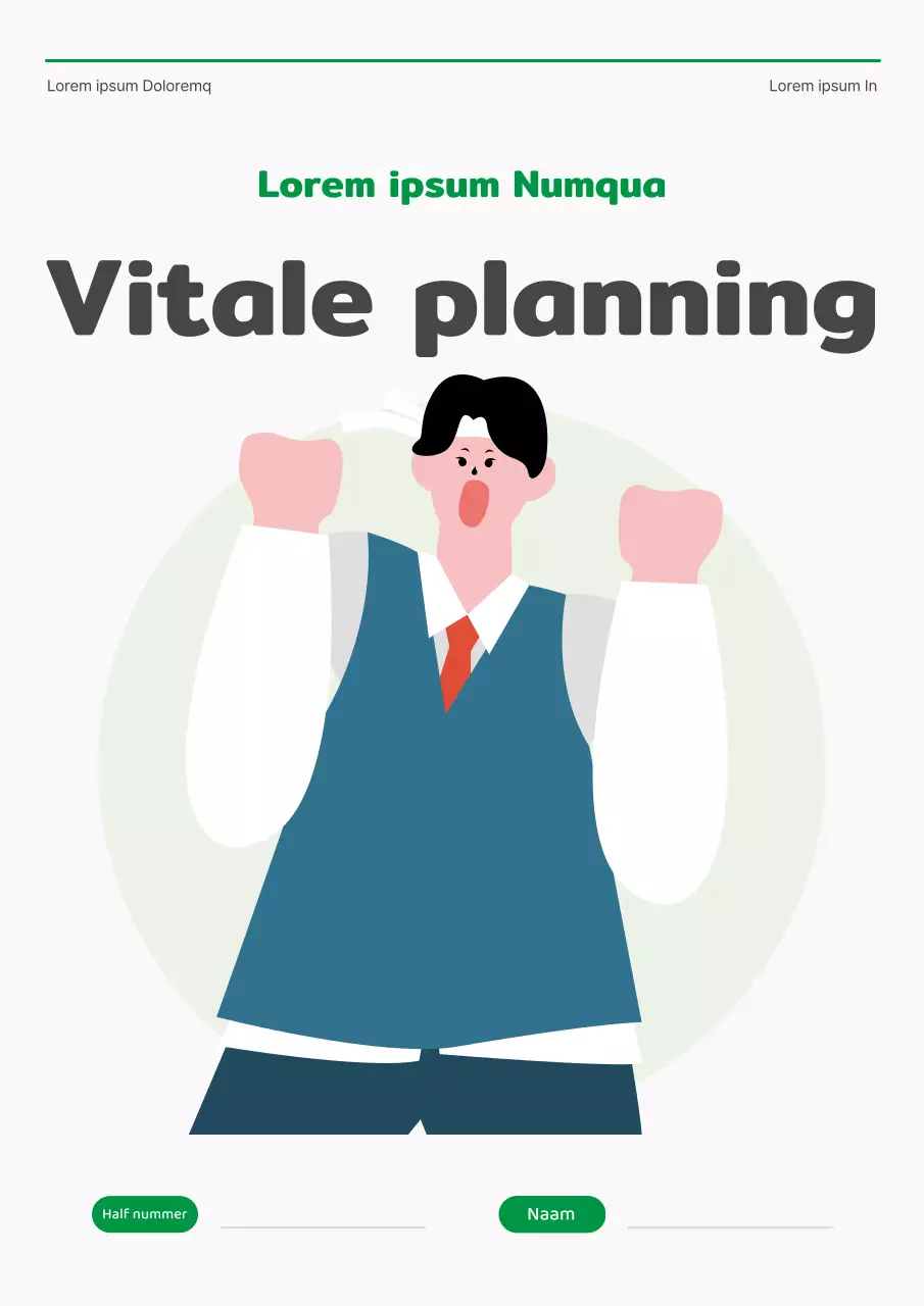 Jaarplanner voor school met leuke groene en witte studentenfiguren