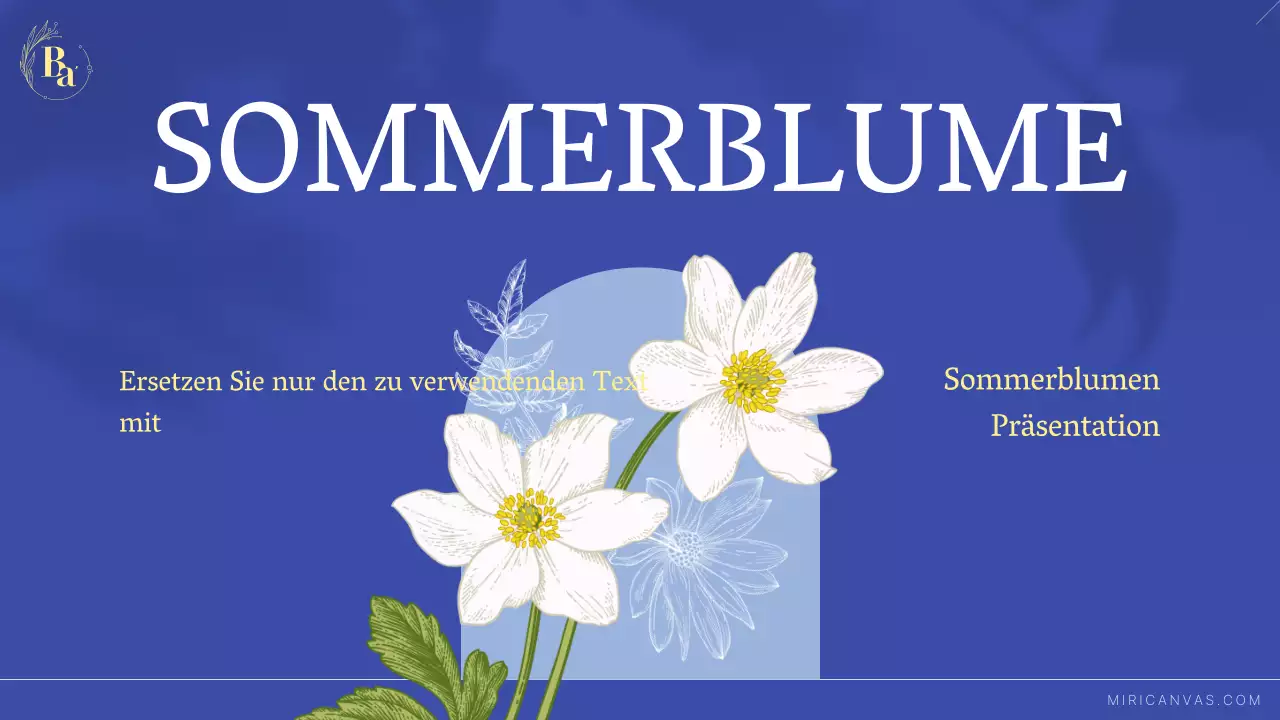 Luxuriöse Sommerblumen in Blau und Hellblau Brief der Kleinunternehmermarke