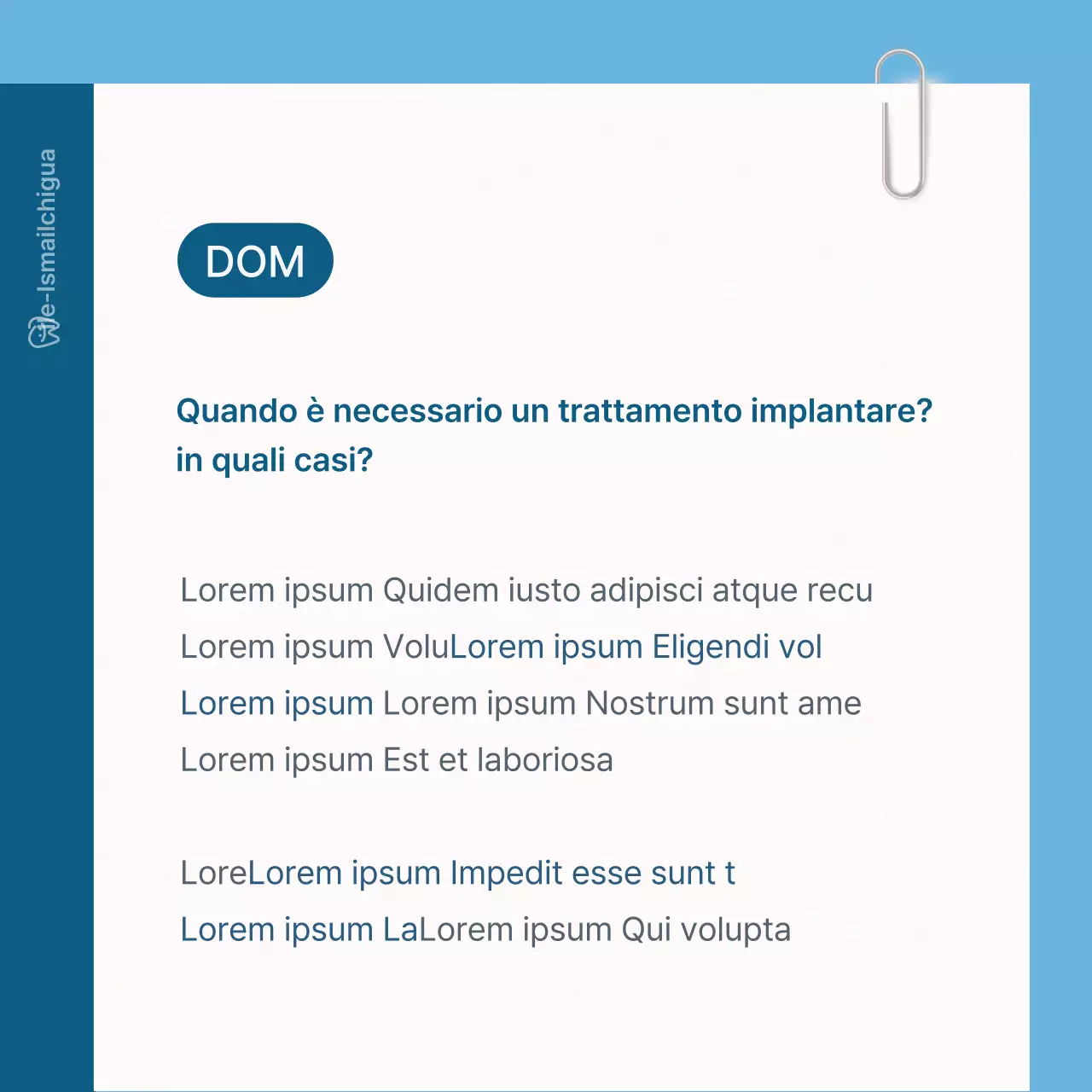 Un semplice kit di social media per il marketing dello studio dentistico, di colore bianco e azzurro, per promuovere lo studio.