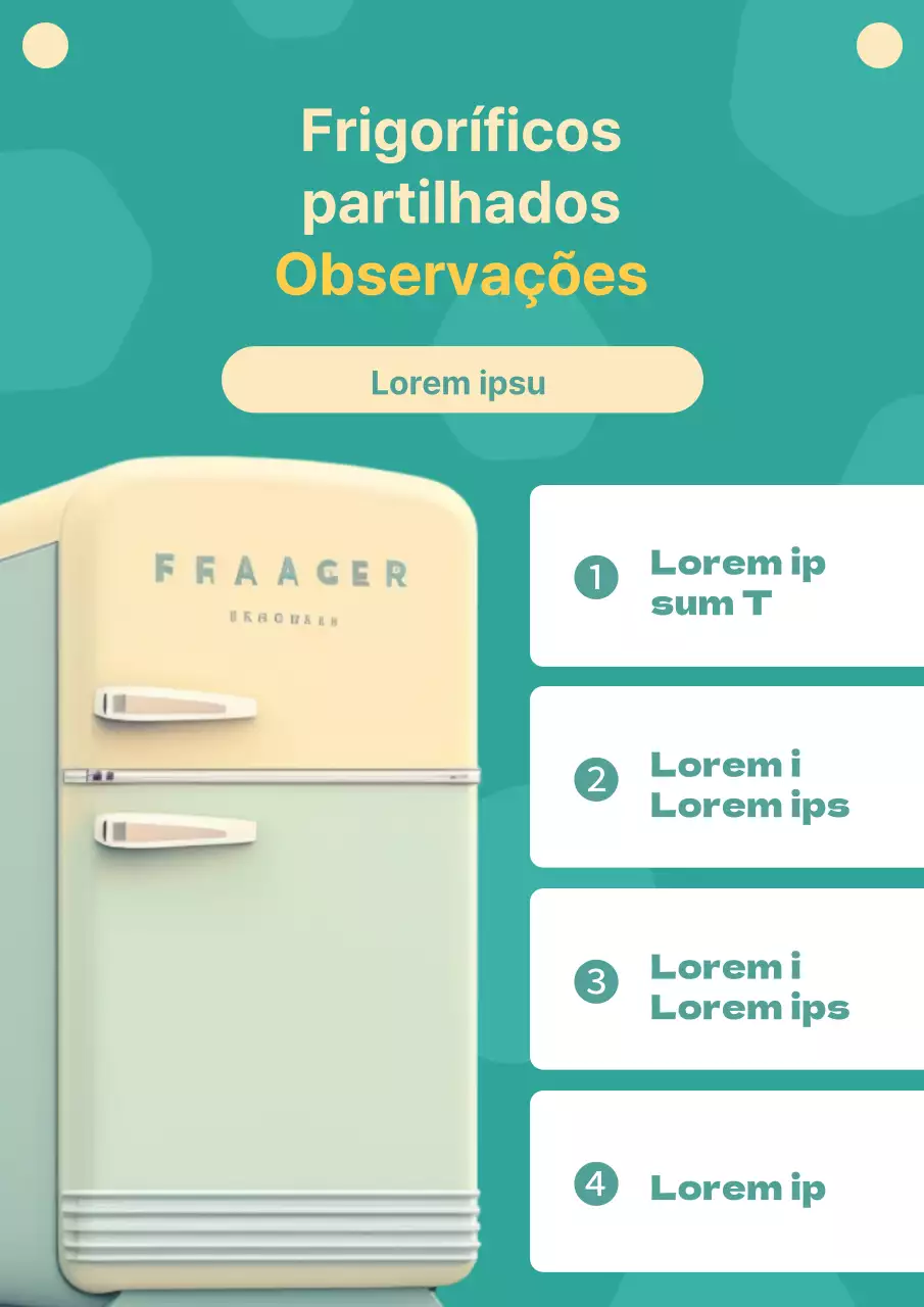 Anúncio de um frigorífico comum moderno em menta e marfim