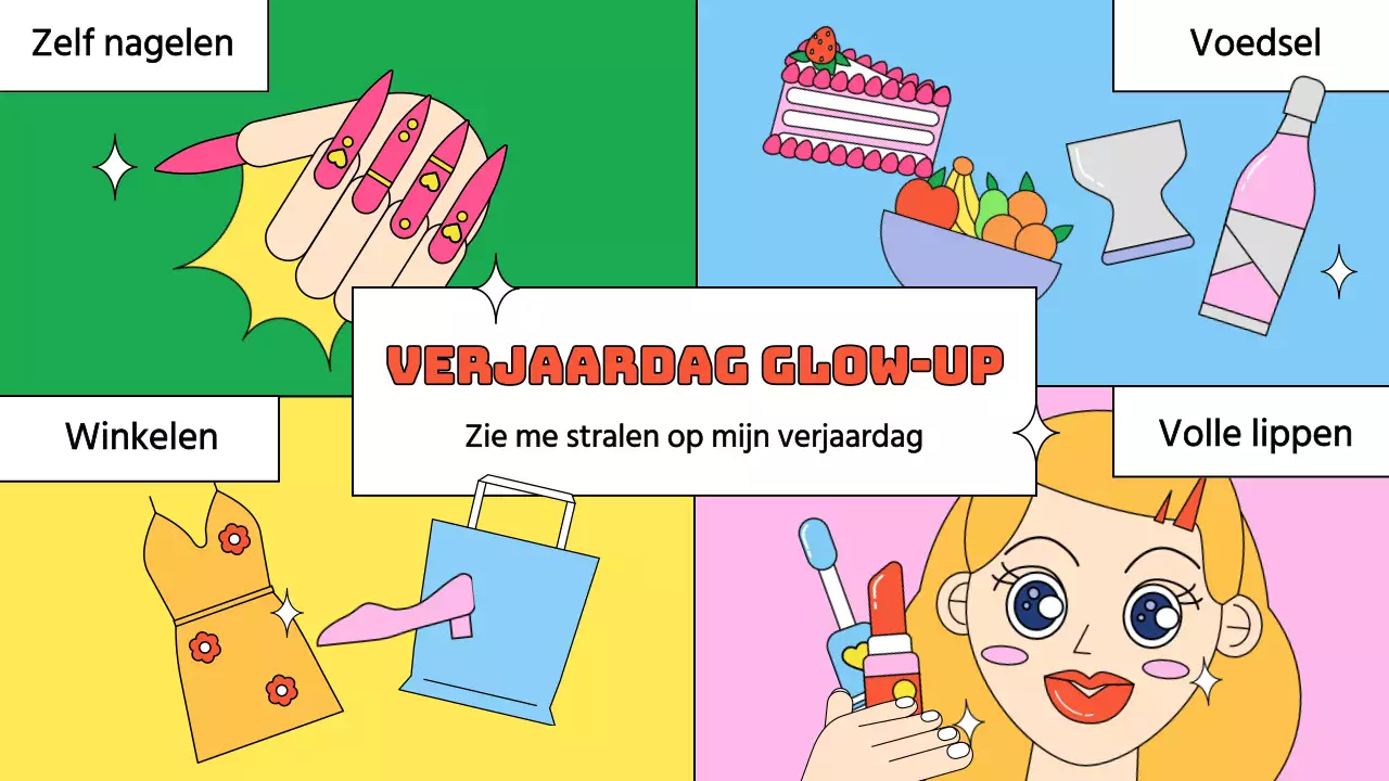 Promoot een verjaardagsvlog met een knal rood en roze