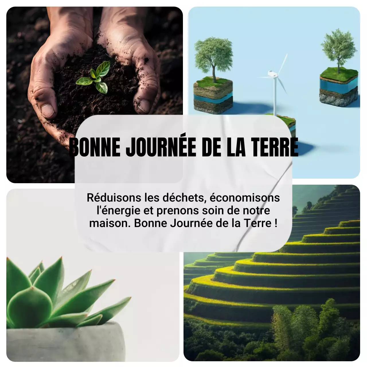 Vert Blanc Esthétique Nature Ecologie Happy Earth Day