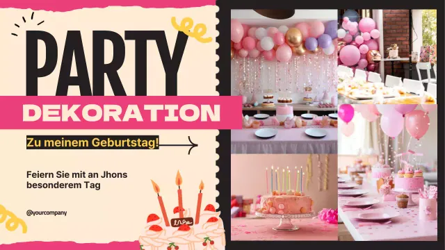 Rosa Modern Pop Party Dekoration für meinen Geburtstag