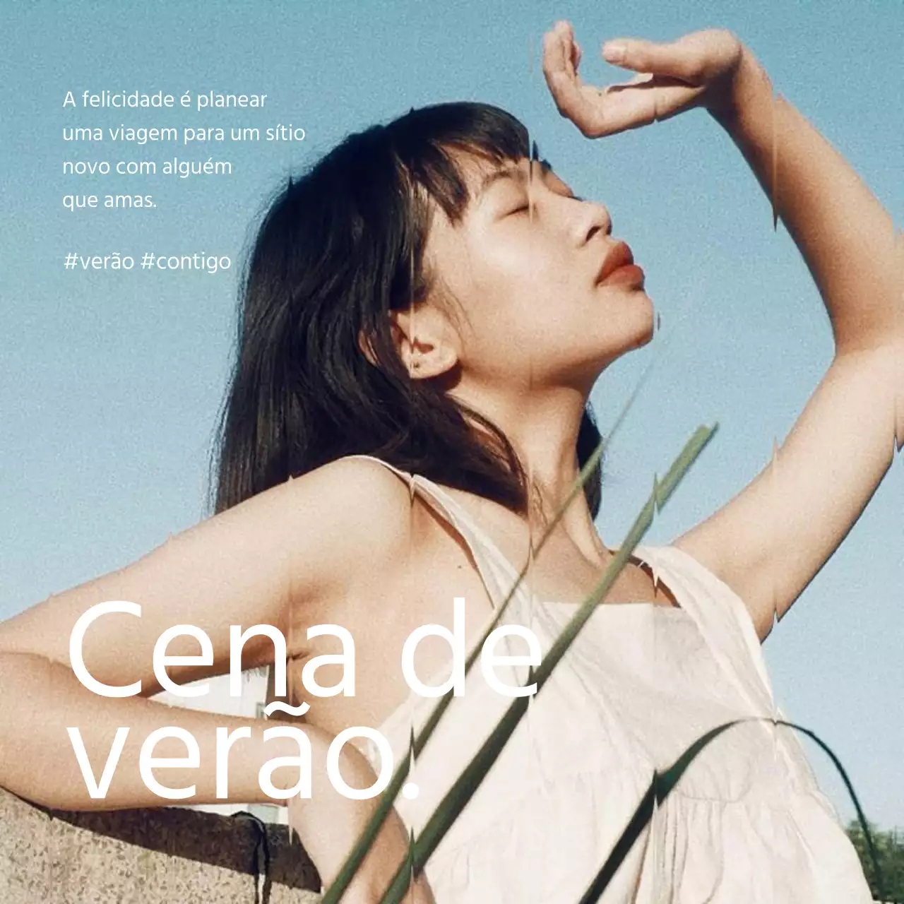 Um post de verão emotivo em branco e azul claro