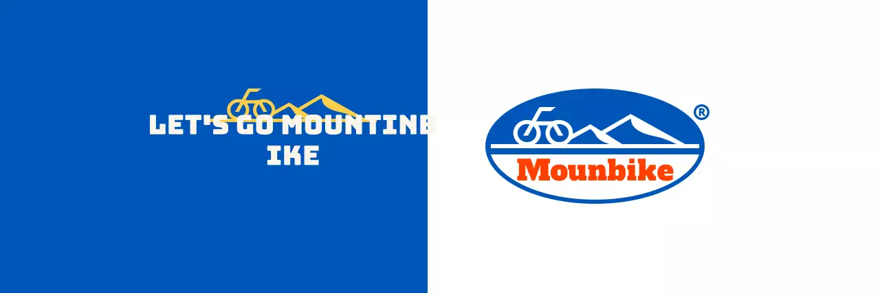 Simple logotype mountain biking club with mountains and bikes