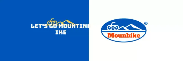 Simple logotype mountain biking club with mountains and bikes