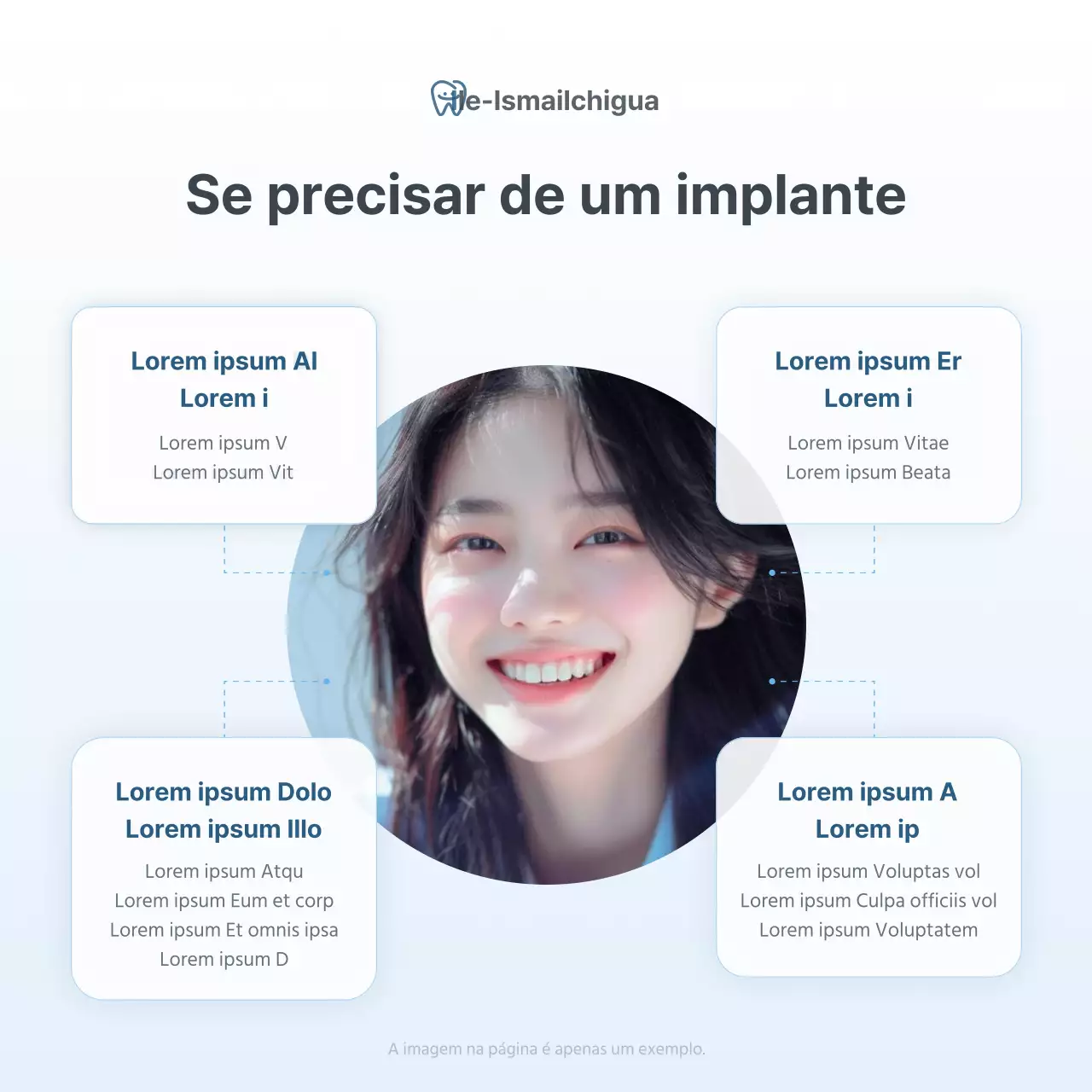 Uma lista de controlo hospitalar para promover um consultório dentário simples, branco e azul claro