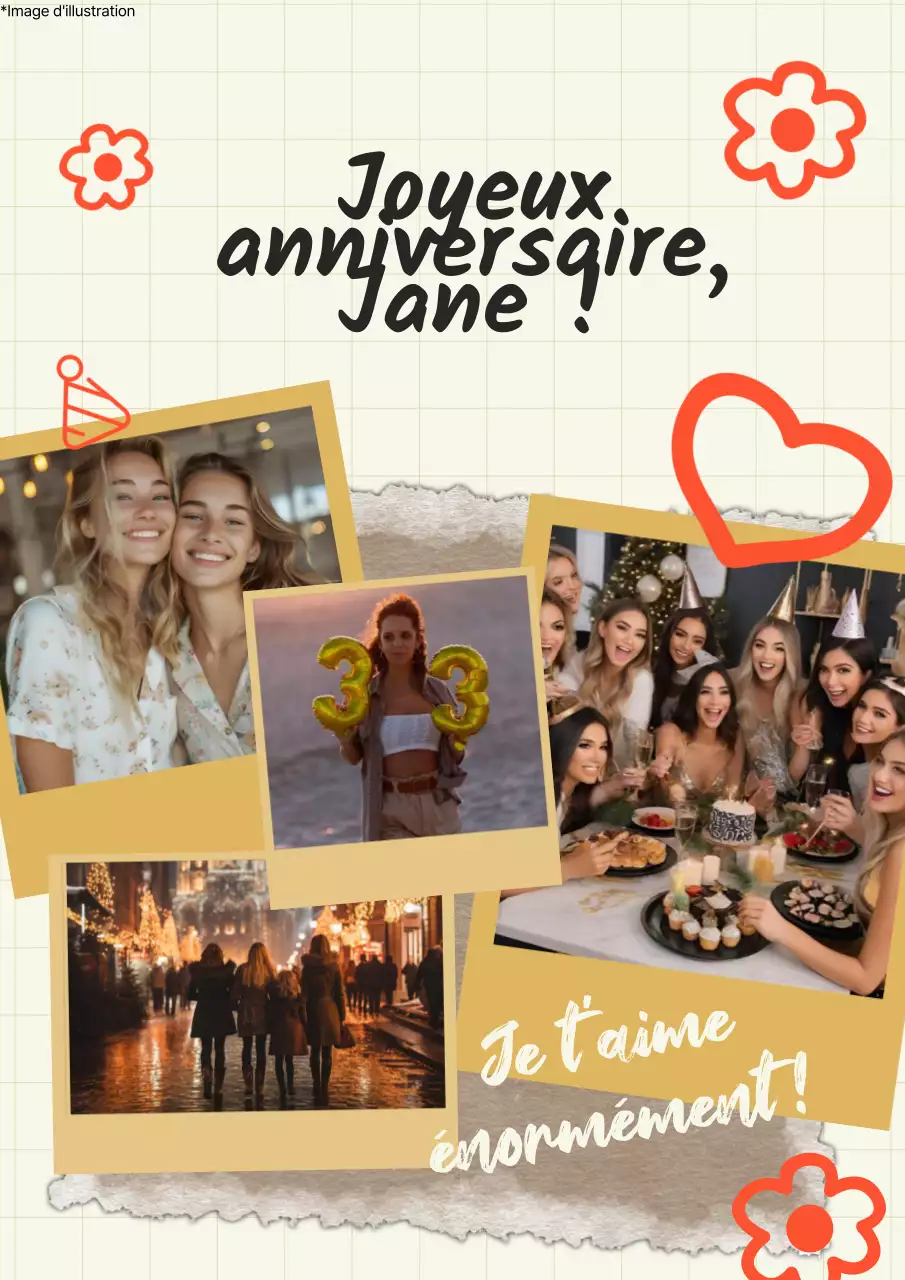 Vidéo de vœux d'anniversaire moderne Orange Beige
