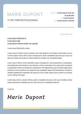 Lettre de motivation simple bleu indigo