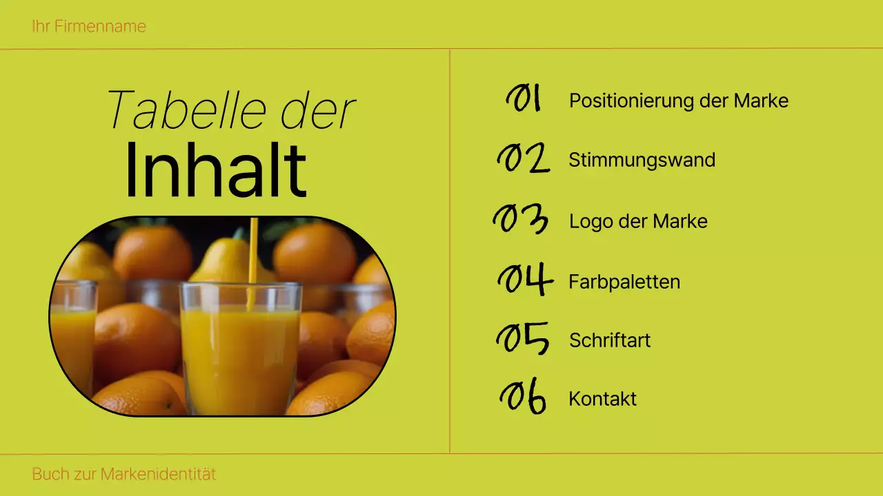 Orange and Lime Bold Brand Identity Buch Einführung
