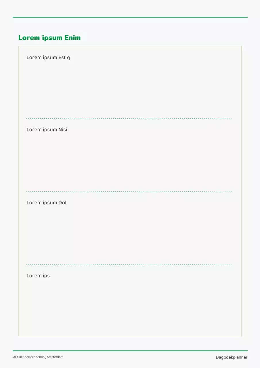 Jaarplanner voor school met leuke groene en witte studentenfiguren