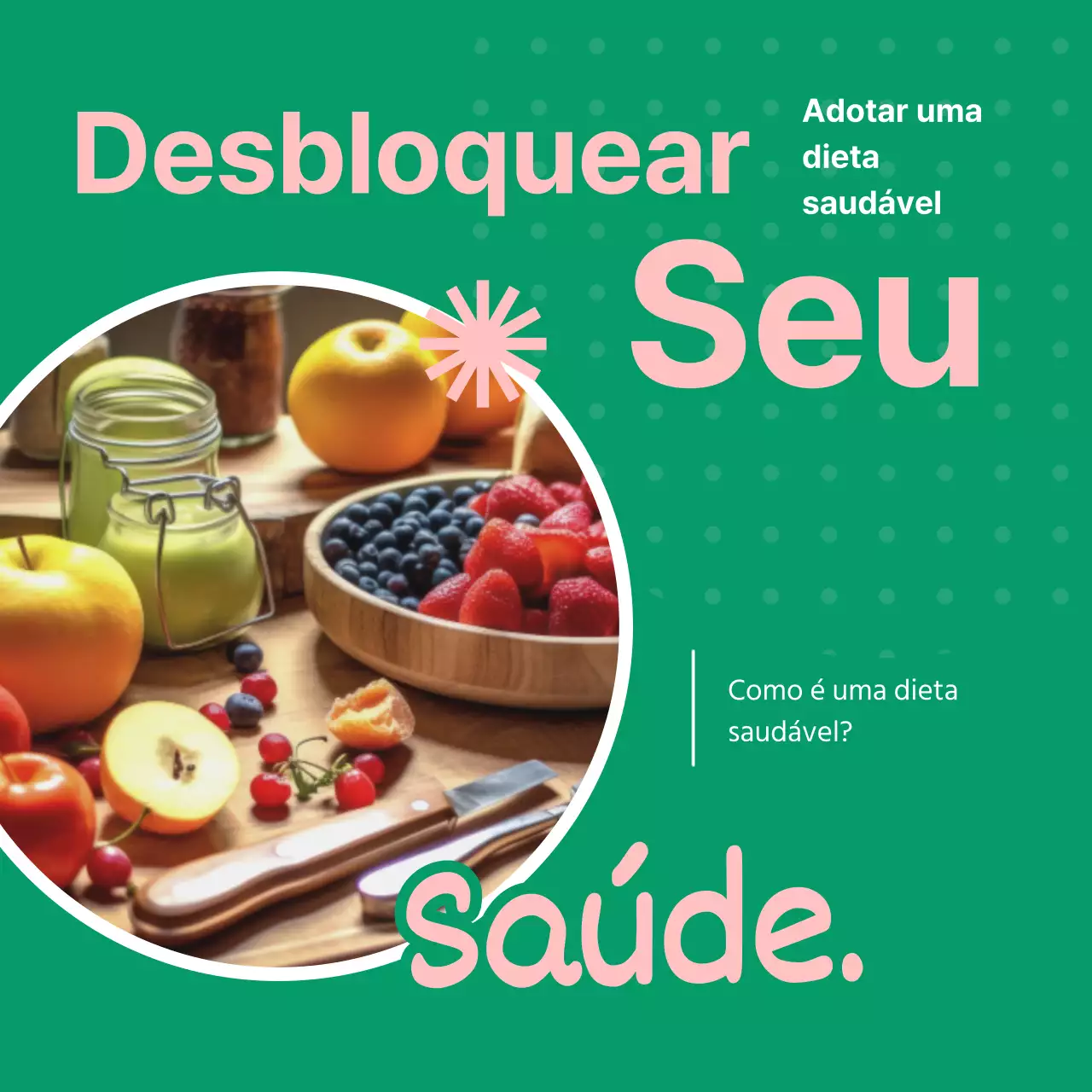 Verde e cor-de-rosa Publicidade a alimentos frescos e saudáveis