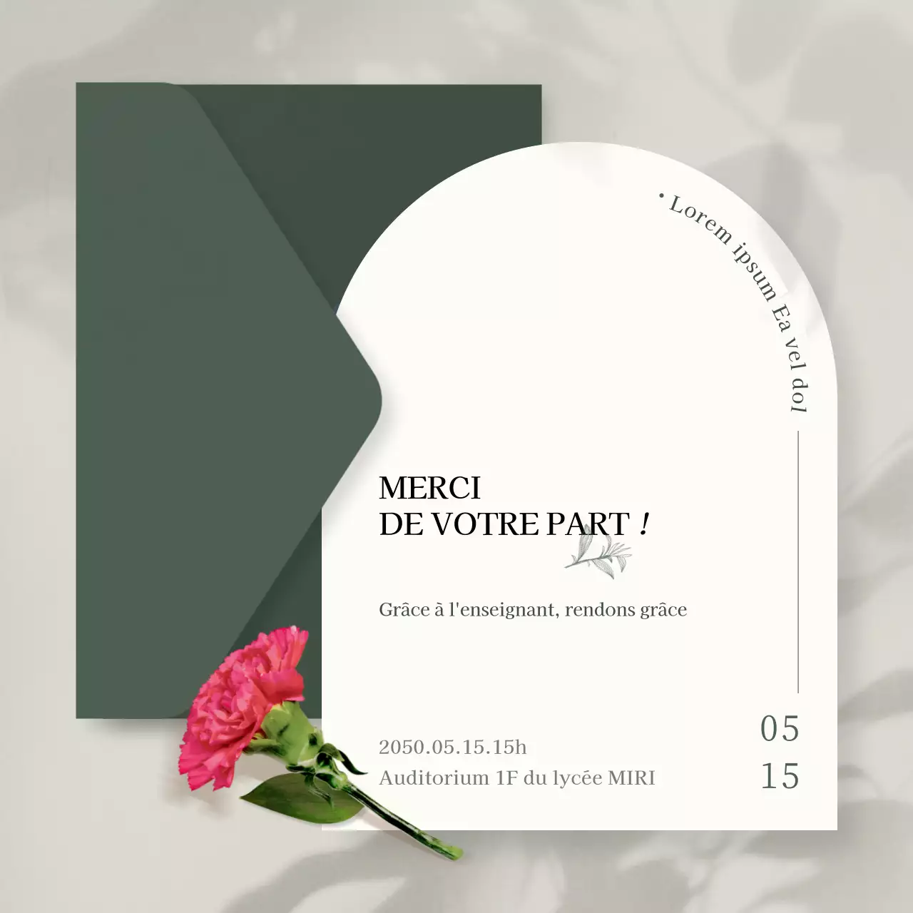 Invitation simple pour la Journée des enseignants en ivoire et vert