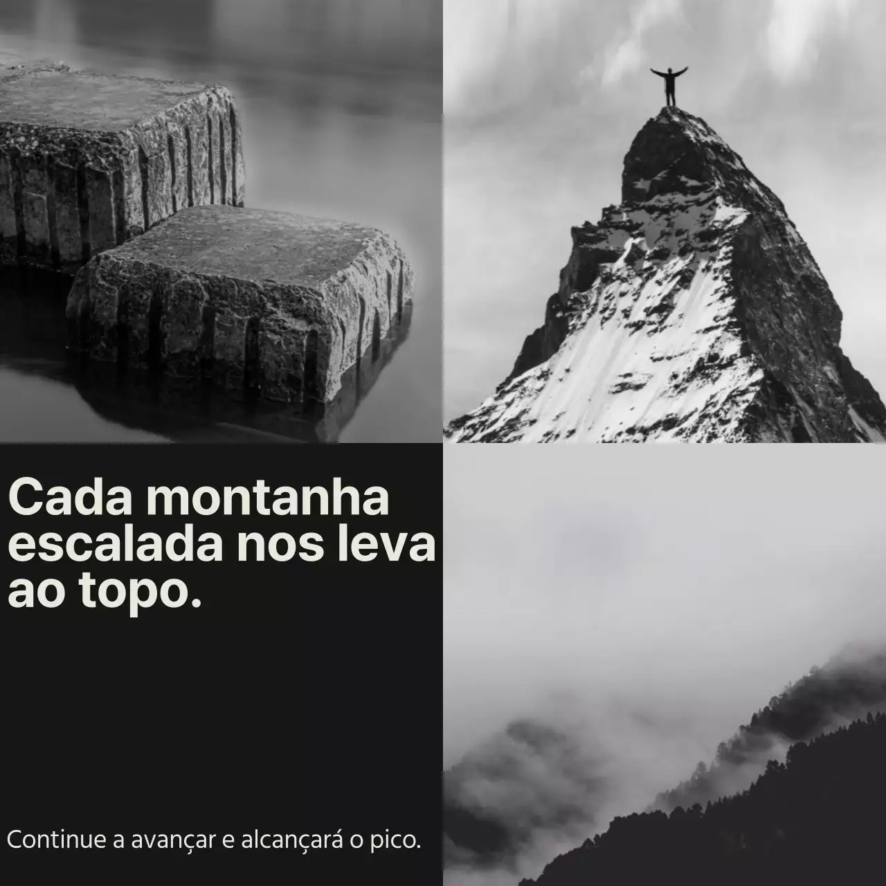 Colagem moderna a preto e branco Citação de saúde mental motivacional