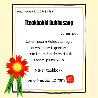 La publicité pour le Tteokbokki jaune et maladif