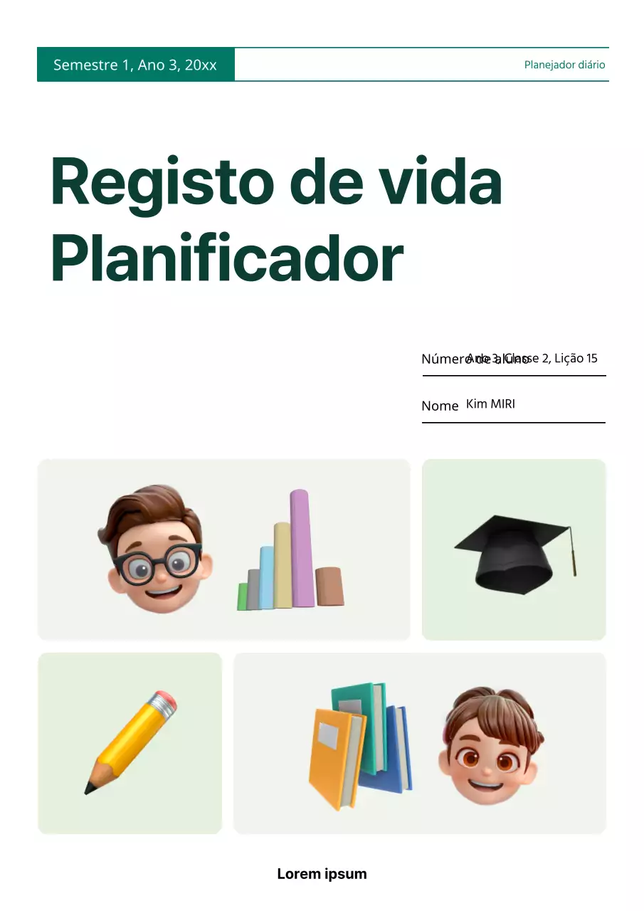 Uma agenda simples verde e branca