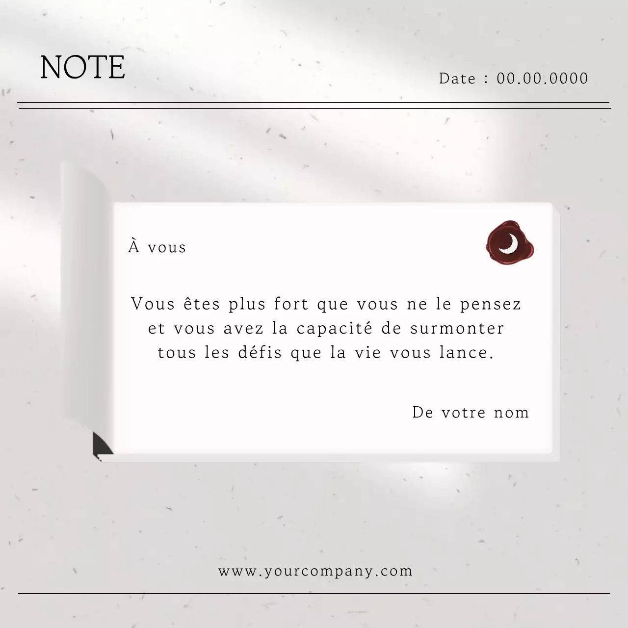 Mémo de citation classique noir et blanc uni