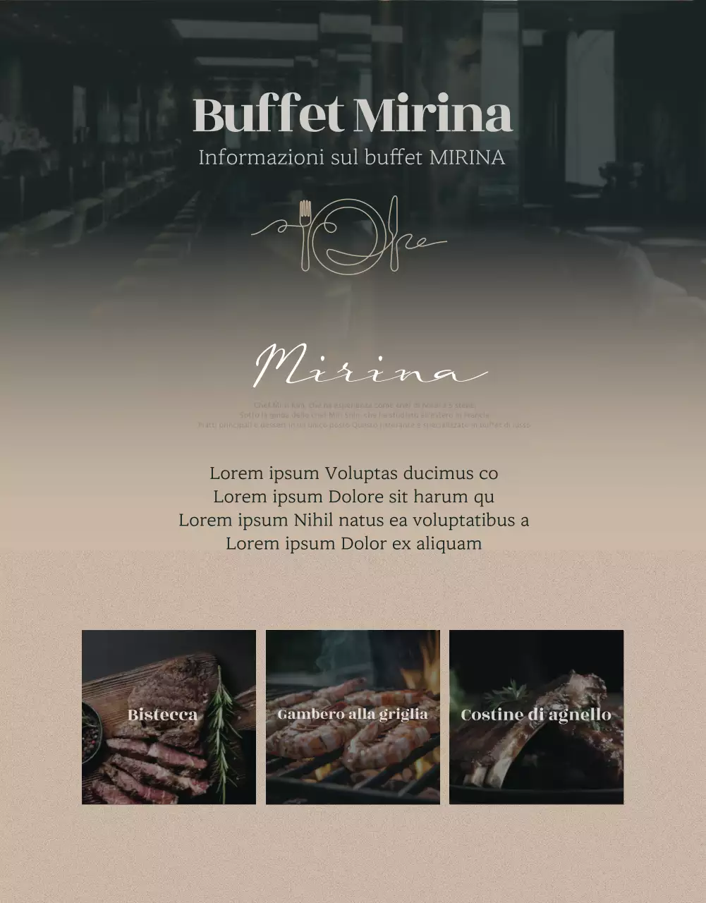 Promuovete buoni pasto a buffet per hotel di lusso in oro e cachi