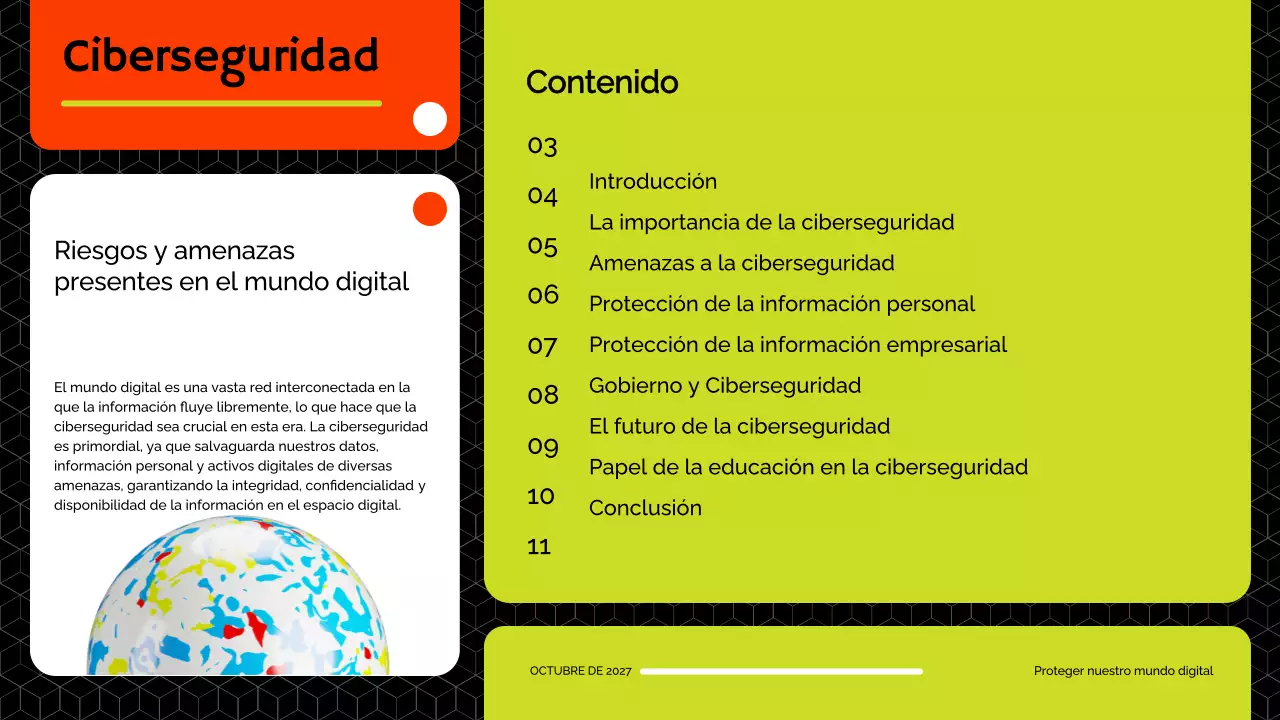 Material didáctico sobre ciberseguridad moderna en rojo y lima