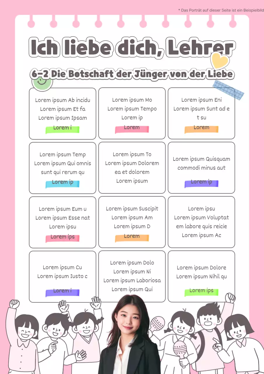 Niedliches Briefpapier für den Lehrertag in Rosa und Braun