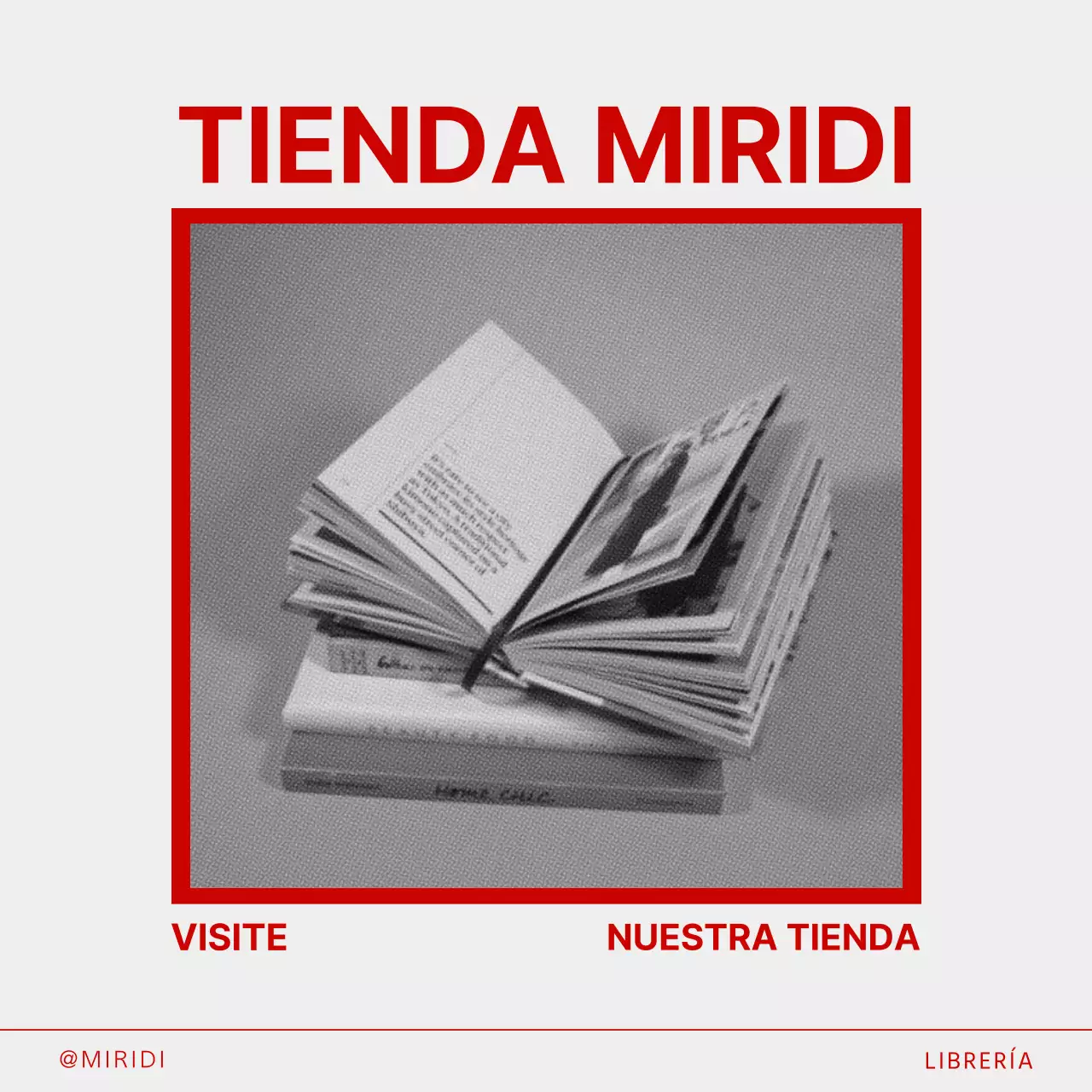 Una librería moderna en rojo, negro y blanco publicada por Bookcafe Bookshop