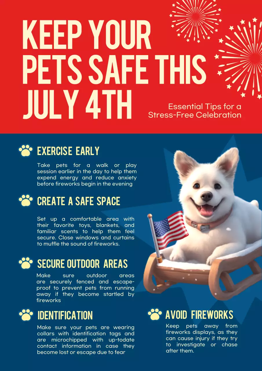 레드 모던 반려동물 안전 가이드 포스터