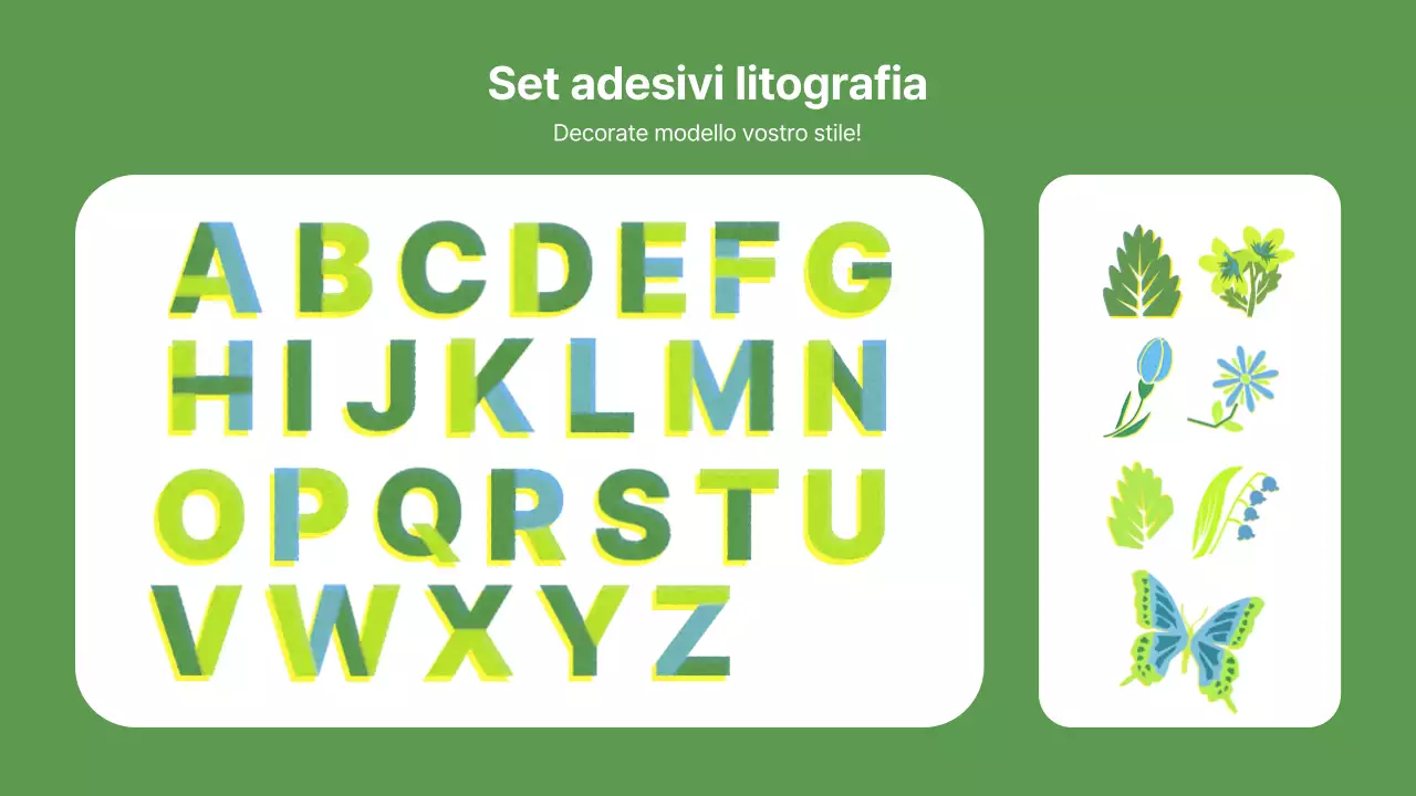 Promuovere la litografia moderna in colore chartreuse e azzurro