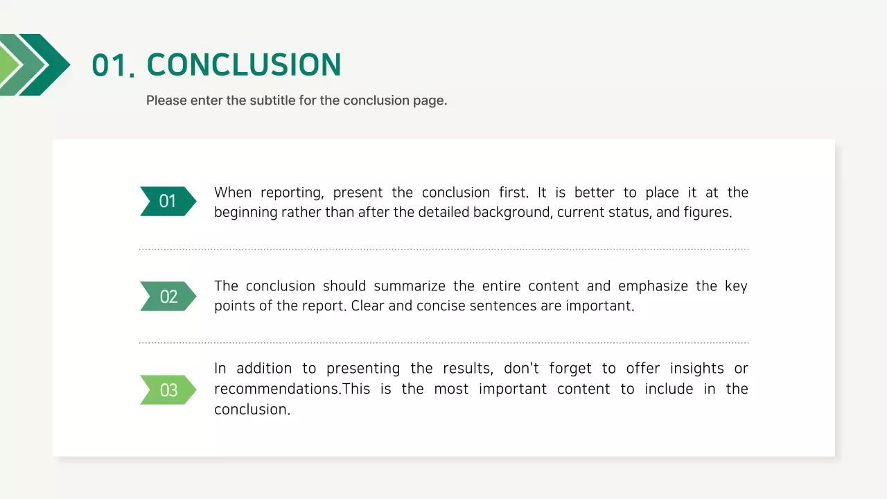 A simple corporate report in green