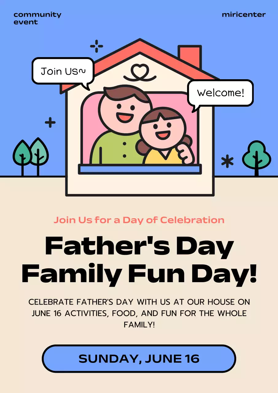 Blue Minimal Family Event Invitation Poster