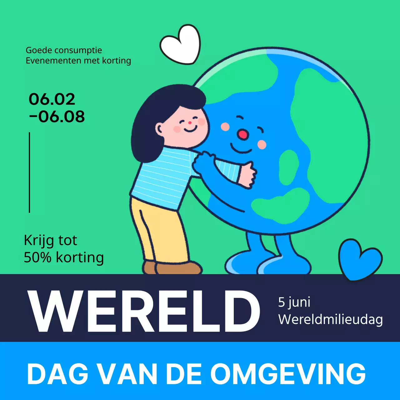 Groene en marineblauwe natuurlijke Earth Day-evenementen promoten