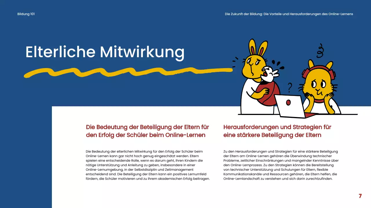 Blau und Rot Einfaches Online-Lernmaterial