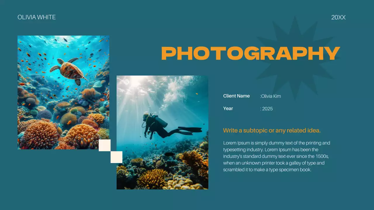 오렌지 모던 포트폴리오 문서 프레젠테이션