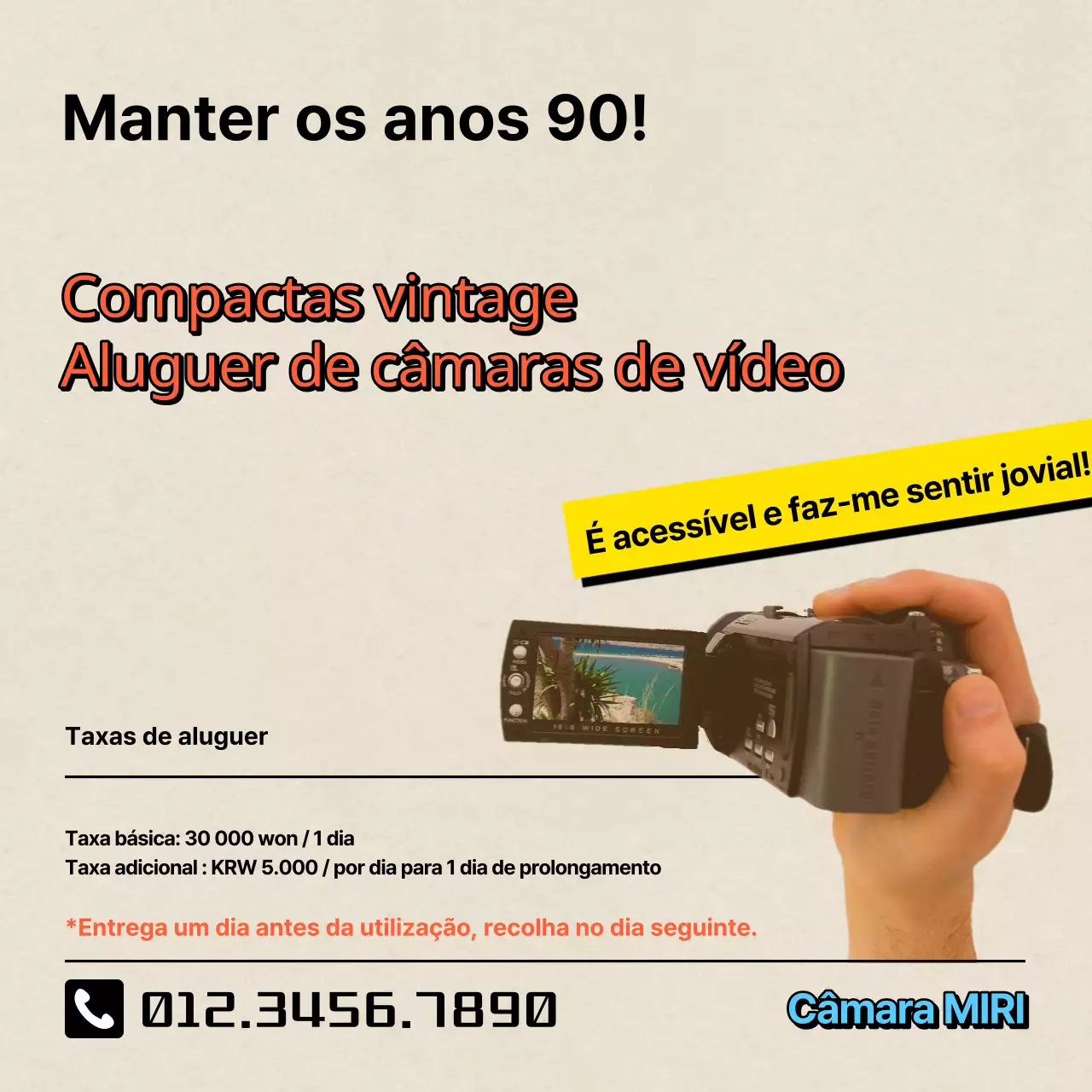 Promover o aluguer de câmaras com um visual retro em marfim e vermelho