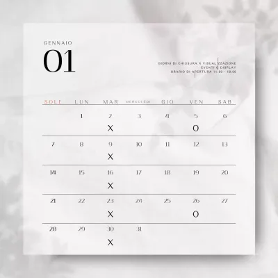 Un concetto semplice ed emozionale per un calendario di annunci di appuntamenti legati alle vendite con ombre di piante bianche.