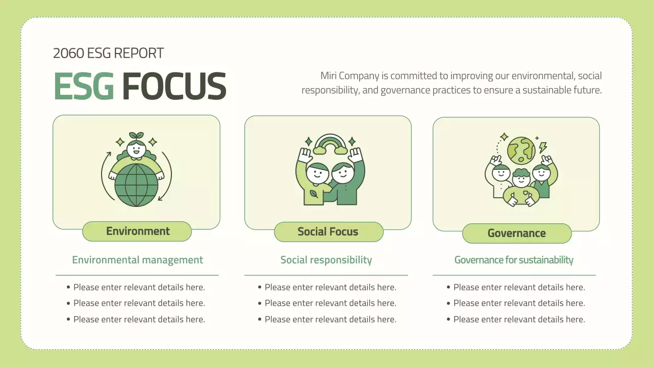 Green Minimal Esg 보고서 문서 프레젠테이션
