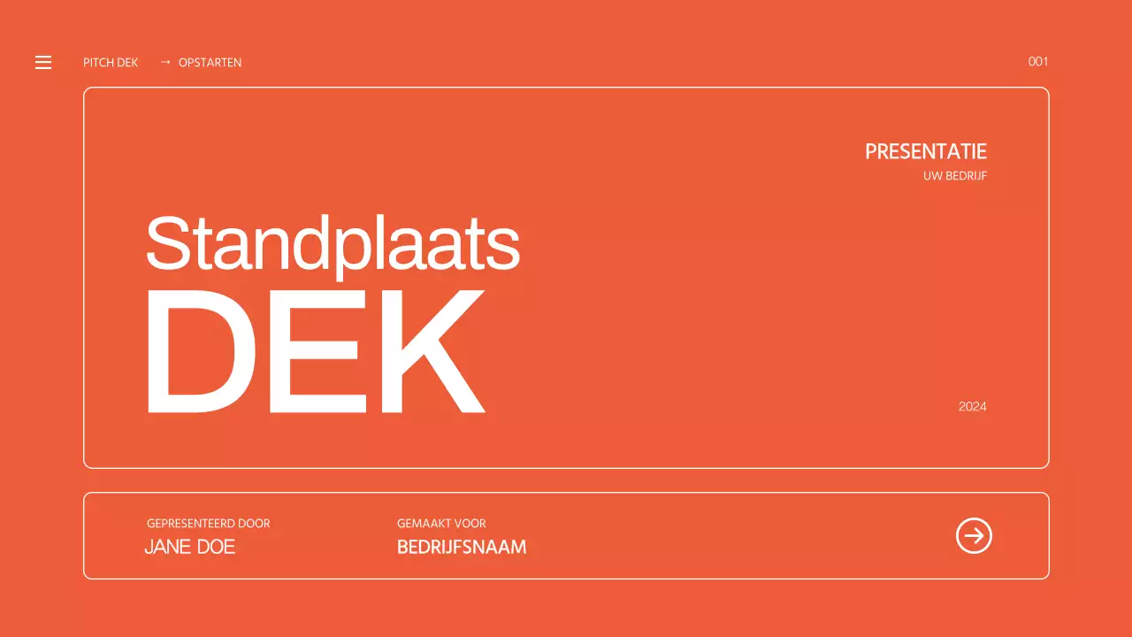 Orange Bold Business Startup Pitch Deck Voorstel