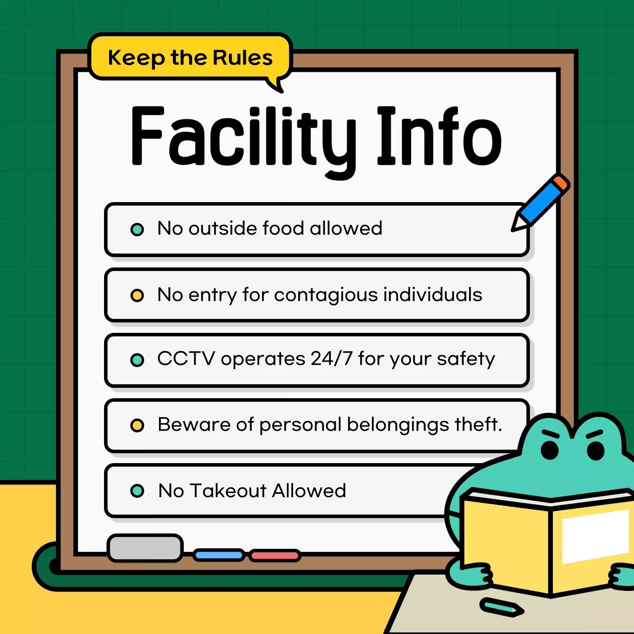 Green Simple Facility Information Notice Social Media Post
