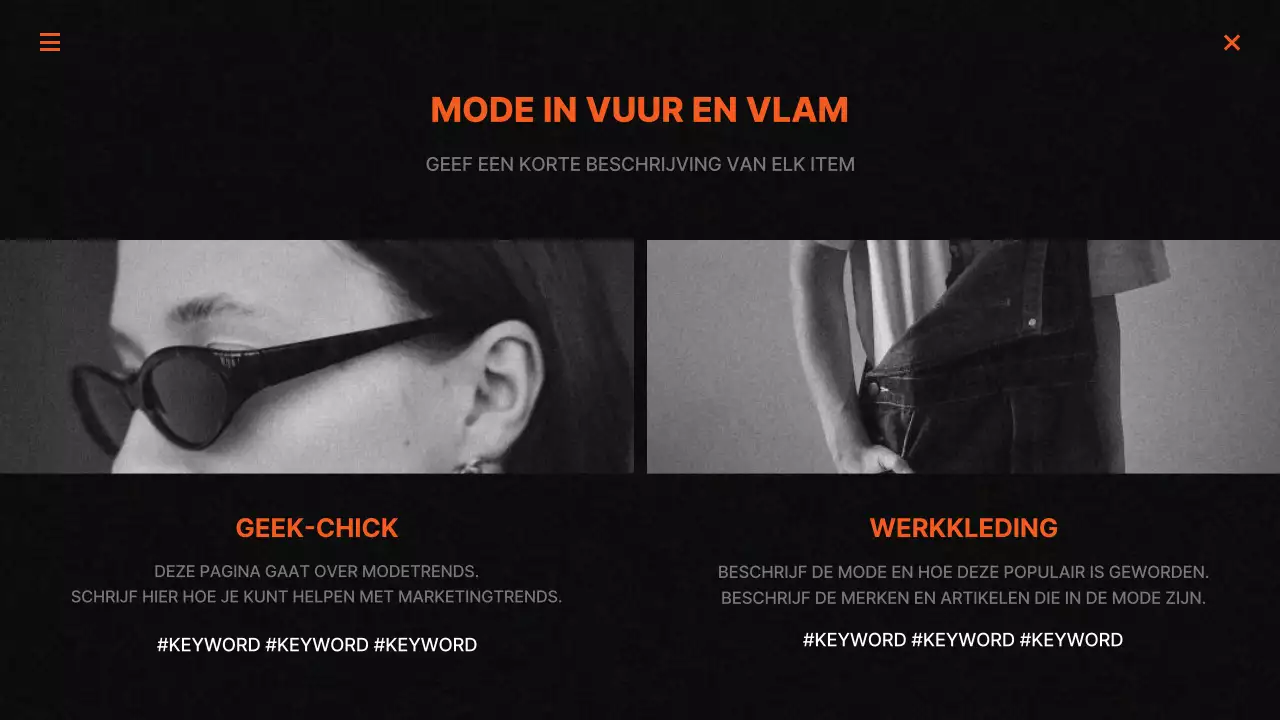 Trendy marketingrapporten in zwart en oranje