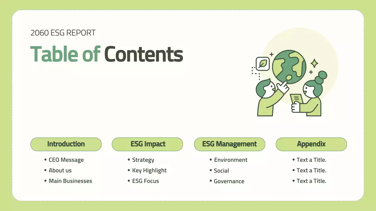 Green Minimal Esg 보고서 문서 프레젠테이션