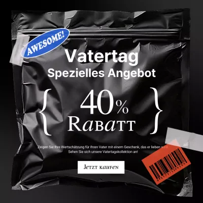 Eine trendige schwarz-weiße Anzeige für Geschenke zum Vatertag