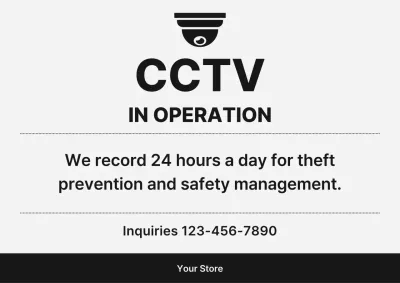 Black Simple Cctv Notice Poster