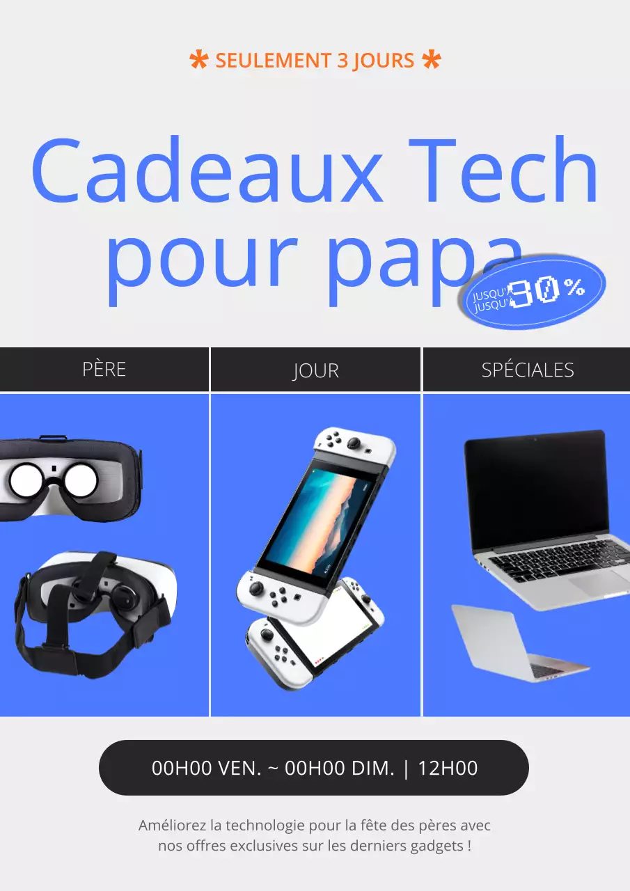 Annonce de vente moderne en bleu et orange