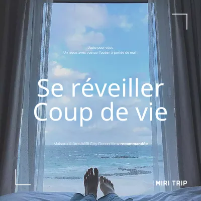 À propos de cette maison d'hôtes simple, bleu clair et blanc, avec vue sur l'océan