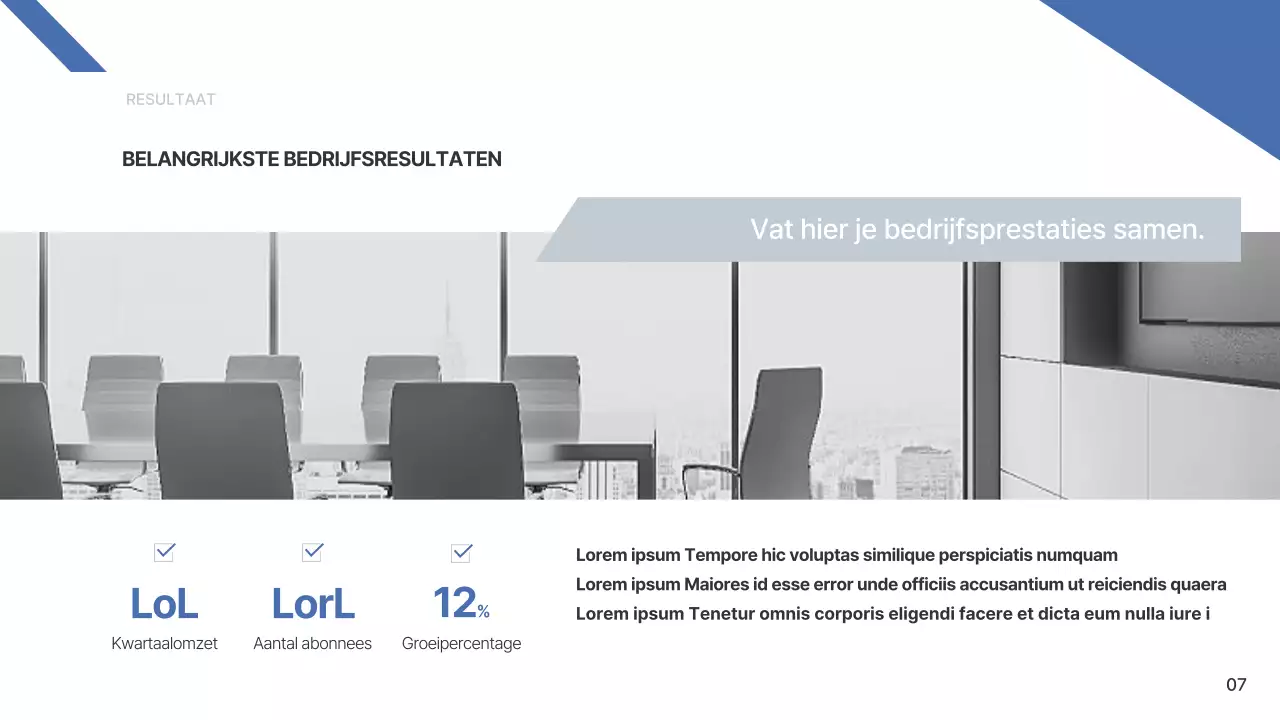 Een eenvoudig bedrijfsrapport in blauw en lichtblauw