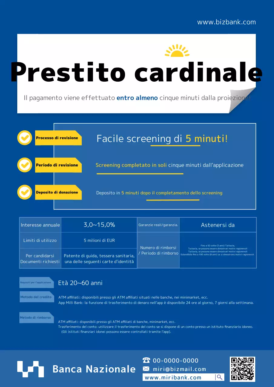 Promuovere un prestito con carta di credito ordinata in blu e giallo