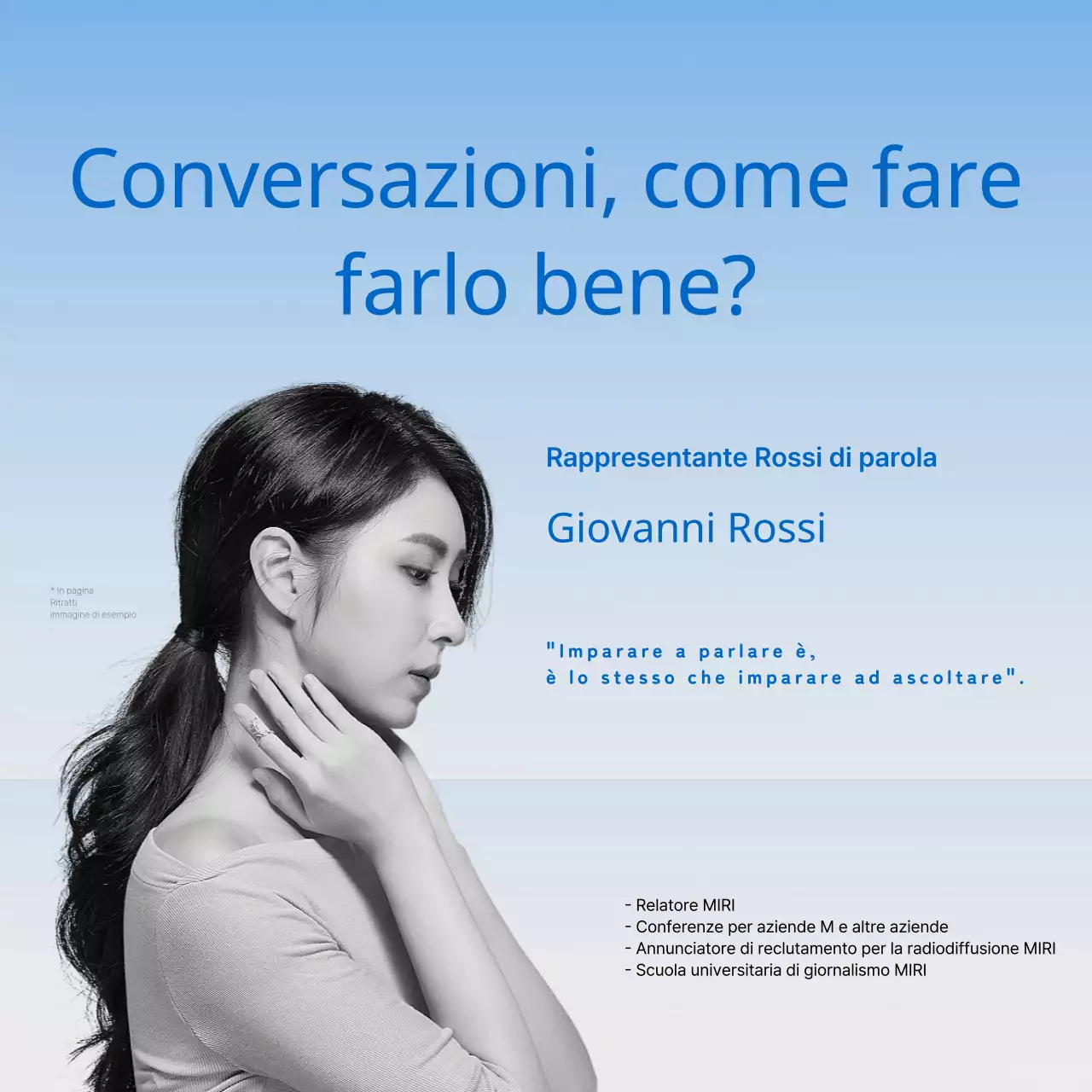 Promozione minimalista del lancio di un libro in blu e azzurro